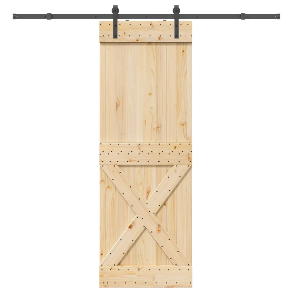 Porta scorrevole NARVIK Naturale e Nero 80 x 210 cm (213,5 cm)