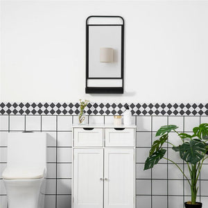 SPECCHIO DA PARETE CON MENSOLA INFERIORE E STRUTTURA IN METALLO, 36.2X12X71.7CM, NERO