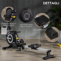 VOGATORE MAGNETICO PIEGHEVOLE PER ALLENAMENTO A CASA VOLANO REGOLABILE