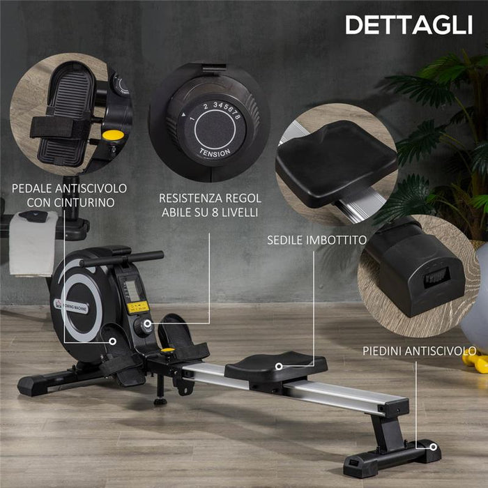 VOGATORE MAGNETICO PIEGHEVOLE PER ALLENAMENTO A CASA VOLANO REGOLABILE