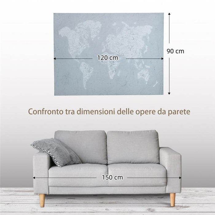 STAMPA SU TELA IN LEGNO DI PINO 120X90CM PER CASA E UFFICIO, GRIGIA E BIANCA