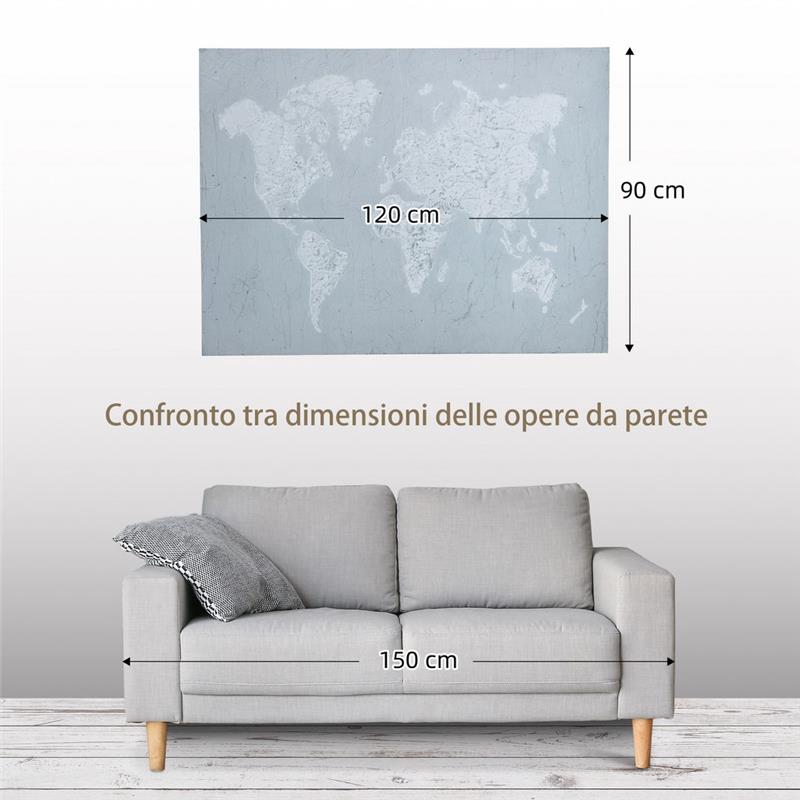STAMPA SU TELA IN LEGNO DI PINO 120X90CM PER CASA E UFFICIO, GRIGIA E BIANCA