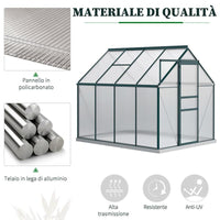 SERRA IN POLICARBONATO METALLO E ALLUMINIO ANTI-UV E ANTIVENTO 190X253X199CM