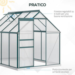 SERRA IN POLICARBONATO METALLO E ALLUMINIO ANTI-UV E ANTIVENTO 190X253X199CM