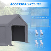 TENDONE DA GIARDINO CON PORTE A CERNIERA 795X395X305 CM COLORE GRIGIO