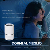 PURIFICATORE D'ARIA CON FILTRO HEPA CARBONE ATTIVO E 3 VELOCITÀ REGOLABILI BIANCO