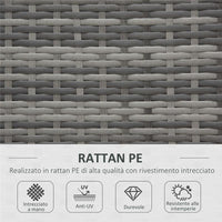 SALOTTO DA GIARDINO IN RATTAN CON DIVANO ANGOLARE E TAVOLINO GRIGIO SCURO