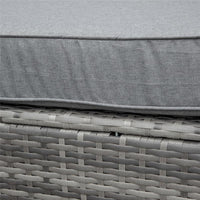 SALOTTO DA GIARDINO IN RATTAN CON DIVANO ANGOLARE E TAVOLINO GRIGIO SCURO