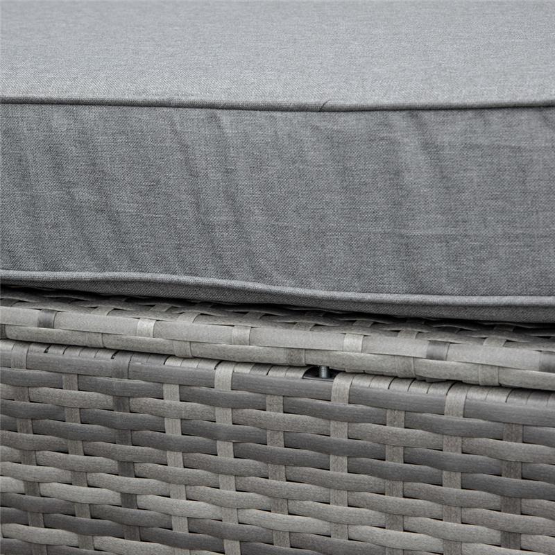 SALOTTO DA GIARDINO IN RATTAN CON DIVANO ANGOLARE E TAVOLINO GRIGIO SCURO