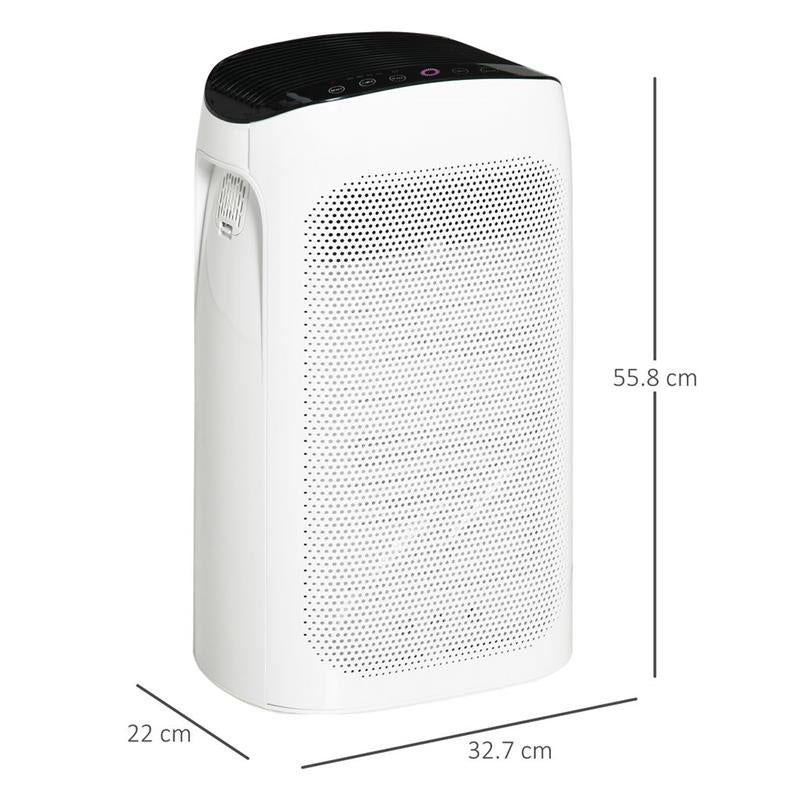 PURIFICATORE D'ARIA FILTRO HEPA TRIPLO STRATO, 3 VELOCITÀ, MODALITÀ SONNO E TIMER, 32.7X22X55.8CM, BIANCO