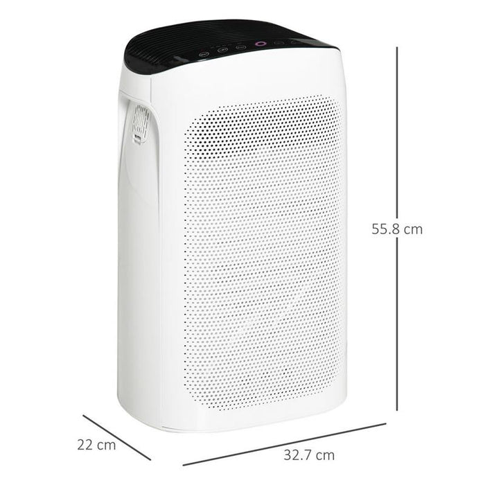 PURIFICATORE D'ARIA FILTRO HEPA TRIPLO STRATO, 3 VELOCITÀ, MODALITÀ SONNO E TIMER, 32.7X22X55.8CM, BIANCO