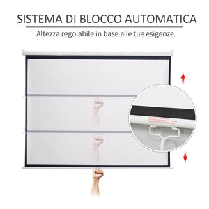 SCHERMO DI PROIEZIONE 100 POLLICI REGOLABILE 203 X 152 CM BIANCO NERO
