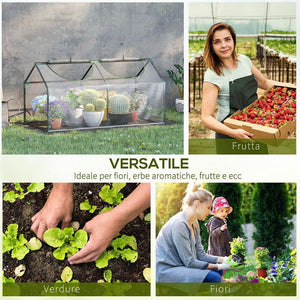 MINI SERRA CON 2 FINESTRE AVVOLGIBILI E COPERTURA PVC ANTI-UV 119X60X60CM