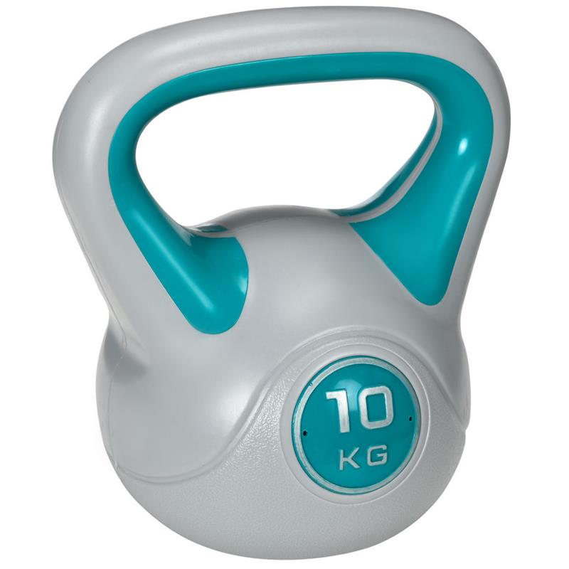 KETTLEBELL 10 KG IN PU E SABBIA CON BASE PIATTA 22 X 16 X 26 CM VERDE SCURO
