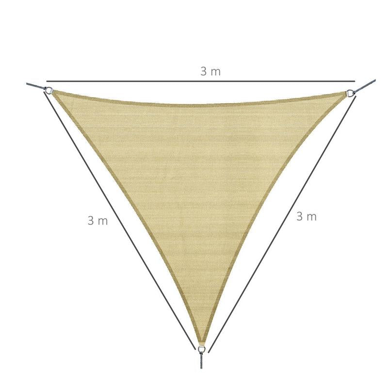 TENDA DA SOLE A VELA OMBREGGIANTE TRIANGOLARE 3 X 3 X 3 MT COLORE CREMA