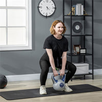 KETTLEBELL 12 KG IN PU E SABBIA CON BASE PIATTA 24 X 17 X 28 CM BLU