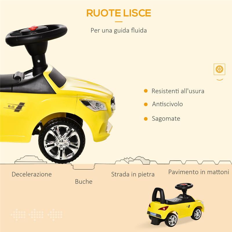 MACCHINA GIOCATTOLO CAVALCABILE PER BAMBINI ETÀ 18-36 MESI GIALLA