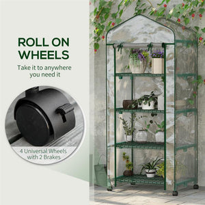 SERRA PER PIANTE VERTICALE CON SCAFFALE A 4 RIPIANI IN ACCIAIO E PVC BIANCO, 69X50X165CM