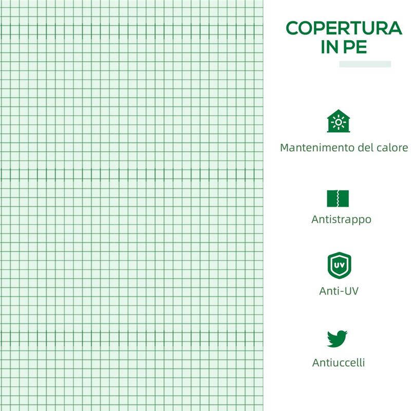 MINI SERRA DA GIARDINO CON 3 FINESTRE  E COPERTURA ANTI-UV 180X60X60 CM VERDE