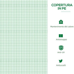 MINI SERRA DA GIARDINO CON 3 FINESTRE  E COPERTURA ANTI-UV 180X60X60 CM VERDE