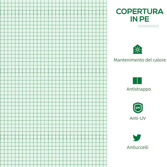 MINI SERRA DA GIARDINO CON 3 FINESTRE  E COPERTURA ANTI-UV 180X60X60 CM VERDE