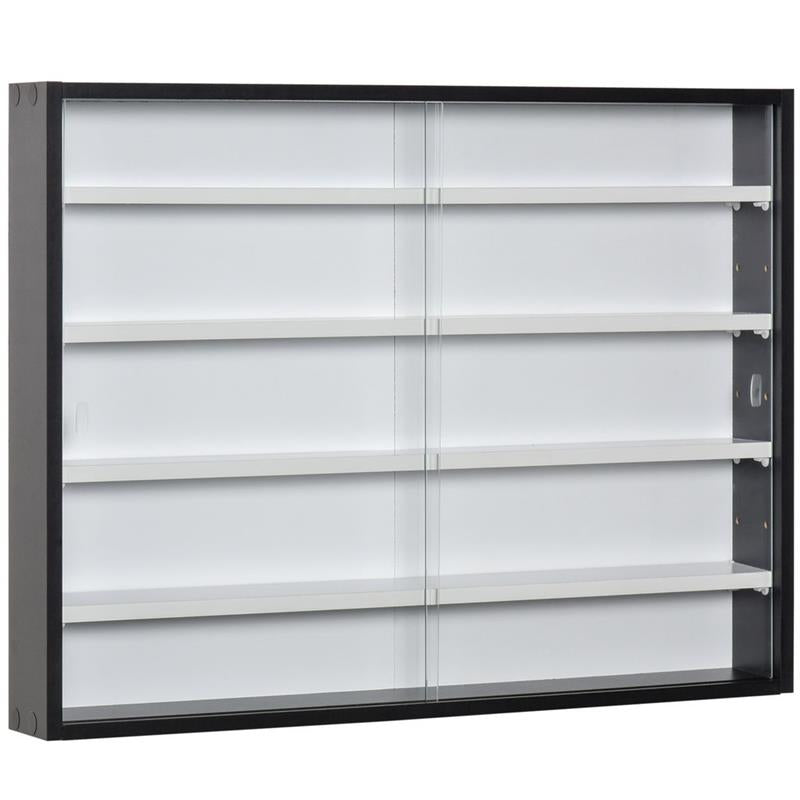 BACHECA CON 5 RIPIANI PORTAOGGETTI CON MENSOLE REGOLABILI 80 X 9,5 X 60 CM NERO E BIANCO