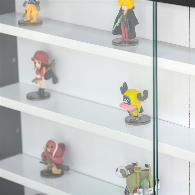 BACHECA CON 5 RIPIANI PORTAOGGETTI CON MENSOLE REGOLABILI 80 X 9,5 X 60 CM NERO E BIANCO