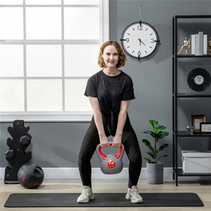 KETTLEBELL 14 KG IN PU E SABBIA CON BASE PIATTA 26 X 18 X 32 CM ROSSO