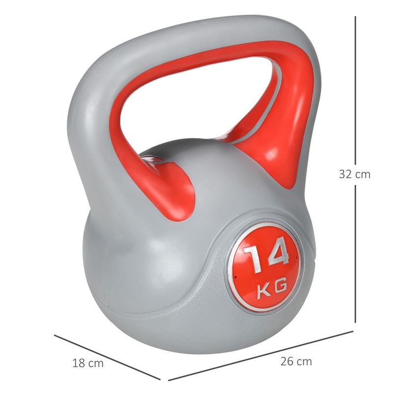 KETTLEBELL 14 KG IN PU E SABBIA CON BASE PIATTA 26 X 18 X 32 CM ROSSO