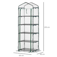 MINI SERRA PER PIANTE A 5 RIPIANI IN ACCIAIO CON COPERTURA IN PVC 69X49X193CM