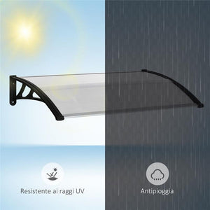 PENSILINA DA ESTERNO PER FINESTRE E PORTE, IN POLICARBONATO E ALLUMINIO 110X60X23CM TRASPARENTE