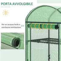 MINI SERRA DA GIARDINO CON 2 RIPIANI IN METALLO E COPERTURA  69X49X92CM VERDE