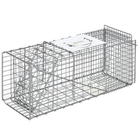 GABBIA TRAPPOLA PER ANIMALI VIVI PIEGHEVOLE IN ACCIAIO, 66X24X30.5 CM, ARGENTO