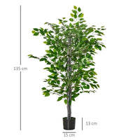PIANTA ARTIFICIALE DI FICUS ALTA 135CM CON VASO IN COLORE VERDE