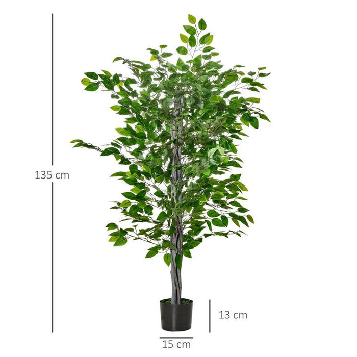 PIANTA ARTIFICIALE DI FICUS ALTA 135CM CON VASO IN COLORE VERDE