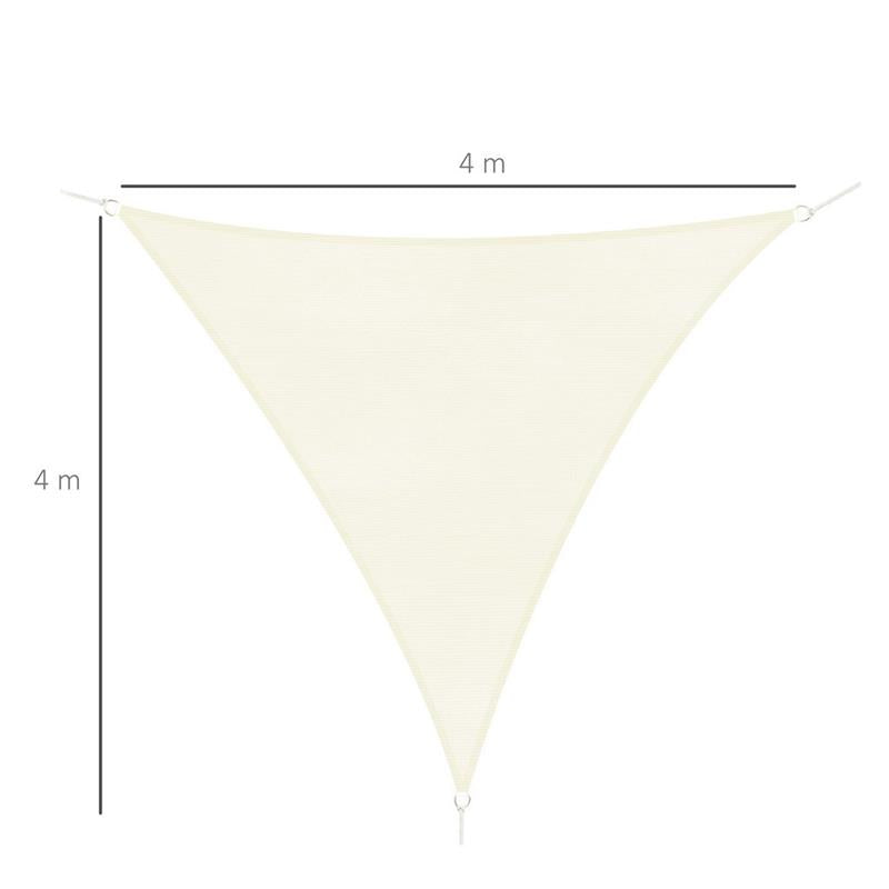 TENDA DA SOLE A VELA OMBREGGIANTE TRIANGOLARE 4 X 4 X 4 MT COLORE CREMA