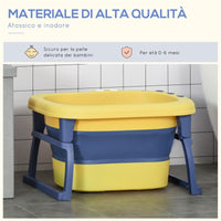 VASCA BAGNETTO PIEGHEVOLE 0-6 ANN IN PLASTICA ANTISCIVOLO 75X55X43CM