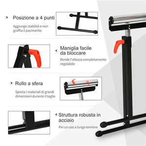 CAVALLETTO A RULLO AD ALTEZZA REGOLABILE IN METALLO, DESIGN PIEGHEVOLE E SALVASPAZIO, 44X50X68-110 CM