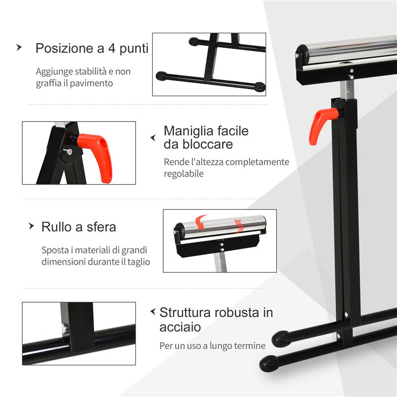 CAVALLETTO A RULLO AD ALTEZZA REGOLABILE IN METALLO, DESIGN PIEGHEVOLE E SALVASPAZIO, 44X50X68-110 CM