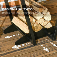 SCAFFALE PORTALEGNA CON GANCI DA ESTERNO E INTERNO IN ACCIAIO, 45X32X58CM, NERO