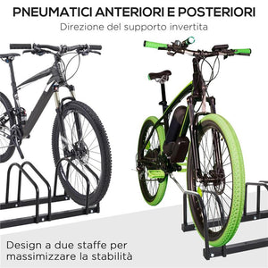 RASTRELLIERA PORTABICICLETTE PARCHEGGIO PER 6 BICICLETTE IN ACCIAIO, 179X33X27 CM, NERO