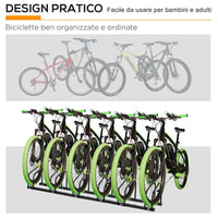 RASTRELLIERA PORTABICICLETTE PARCHEGGIO PER 6 BICICLETTE IN ACCIAIO, 179X33X27 CM, NERO