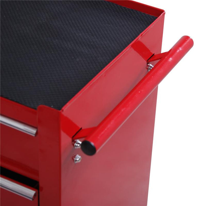 CARRELLO CASSETTIERA PORTA UTENSILI PER OFFICINA, ROSSO, 67.5X33X77CM
