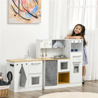 CUCINA GIOCATTOLO 2 PEZZI PER BAMBINI 3-6 ANNI CON UTENSILI DA CUCINA, LUCI ED EFFETTI SONORI, IN MDF E PP