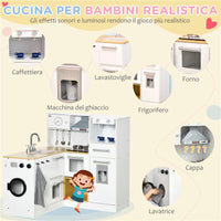 CUCINA GIOCATTOLO 2 PEZZI PER BAMBINI 3-6 ANNI CON UTENSILI DA CUCINA, LUCI ED EFFETTI SONORI, IN MDF E PP