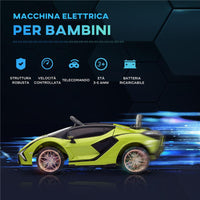 MACCHINA ELETTRICA PER BAMBINI 12V CON FARI E MUSICA, TELECOMANDO E VELOCITÀ 3-8KM/H, ETÀ 3-5 ANNI, 108X62X40CM, VERDE