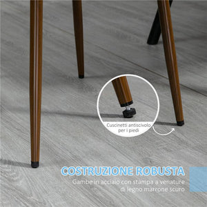 SEDIE DA CUCINA IMBOTTITE, SET 4 PEZZI IN POLIESTERE E ACCIAIO, 47X55X86 CM, BLU