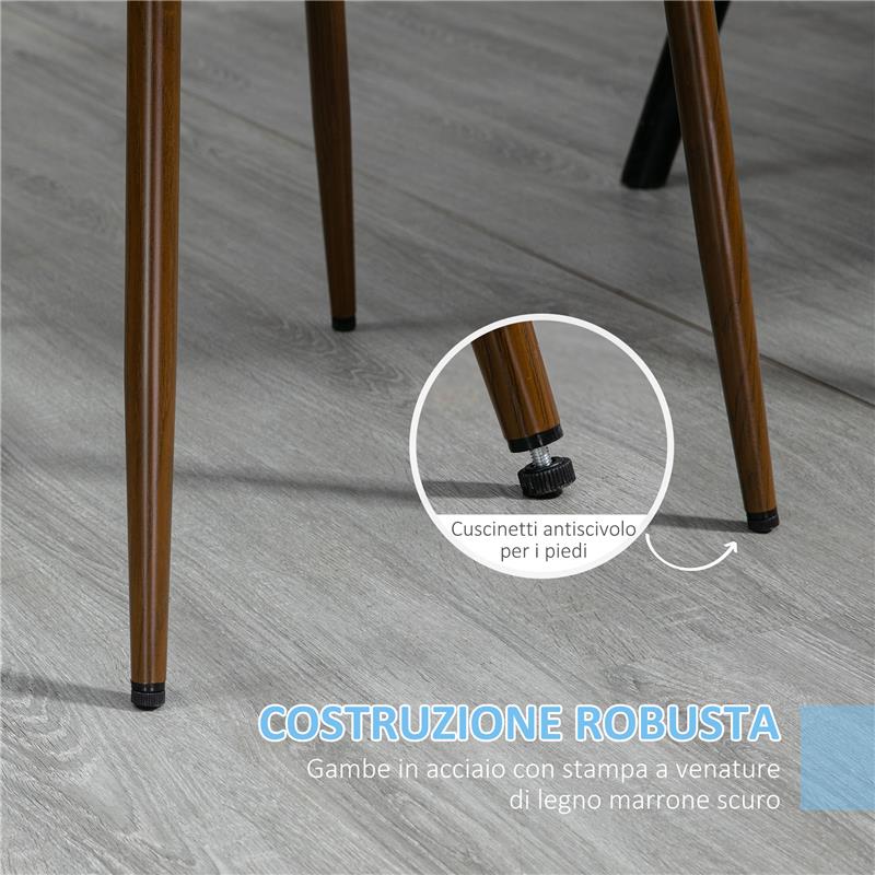 SEDIE DA CUCINA IMBOTTITE, SET 4 PEZZI IN POLIESTERE E ACCIAIO, 47X55X86 CM, BLU