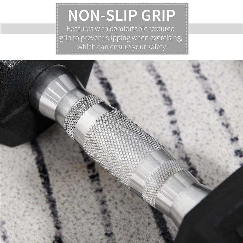 SET DI 2 MANUBRI DA PALESTRA ESAGONALI DA 5KG IN GOMMA CON IMPUGNATURA ANTISCIVOLO, NERO