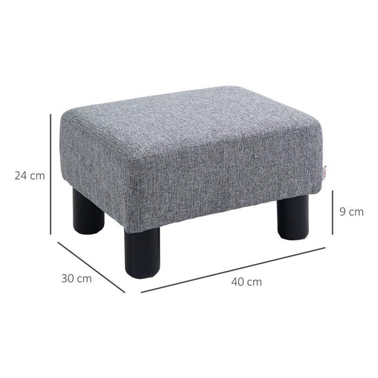 POUF POGGIAPIEDI IN TESSUTO EFFETTO LINO IMBOTTITO, 40X30X24CM, GRIGIO